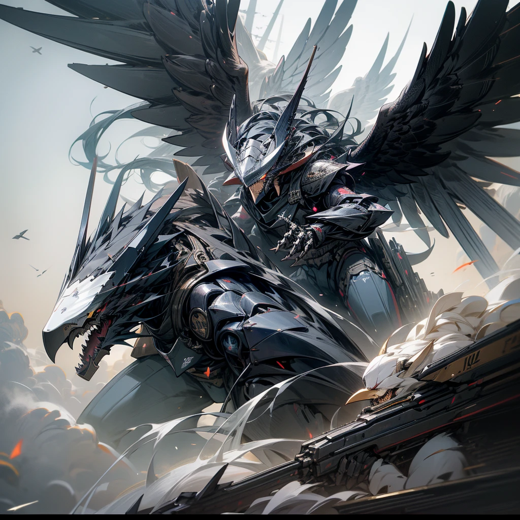 ((best quality)), ((masterpiece)), (detailed), giant mecha, horror beauty, perched on a cloud, (fantasy illustration:1.3), enchanting gaze, otherworldly charm, mystical sky, (Luis Royo:1.2), (Yoshitaka Amano:1.1), moonlit night, soft colors, (detailed cloudscape:1.3), (high-resolution:1.2)