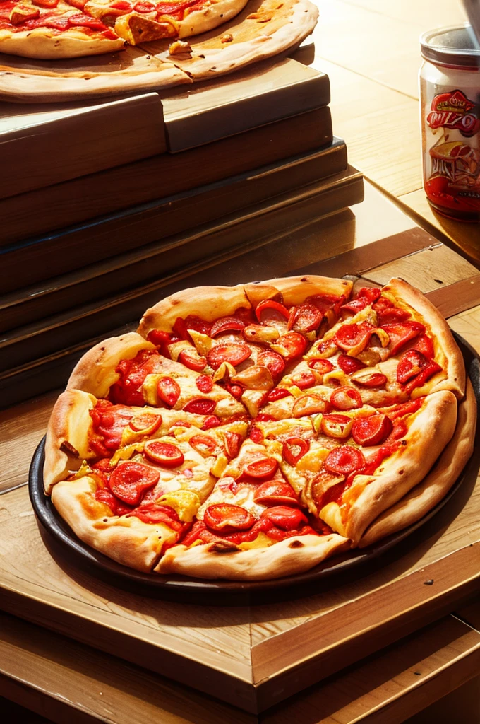 Juicy crumbling pizza, delicious, hot, promotional photo, Intricate details, High resolution, Cinematic, Adobe Lightroom, Very detailed