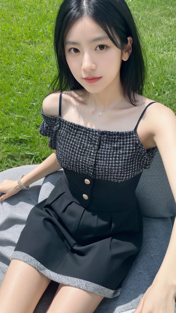 Selfie,Top view,Black Hair,Medium Hair,summercoordinate,Zara,Sitting,Ultra HD,masterpiece,super high quality,Ultra-high resolution,Highest quality,Advanced,Highest quality,Highest Resolution,high quality,beautiful,beautiful,High quality,Realな質感,Real,8K,Detailed,