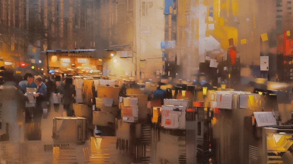 Cityscape print , Paris street cafeteria, night market,  road light, car,  bookstore, Long Shot, A broad perspective,  sunset, car両,  Artistic Oil Painting,
