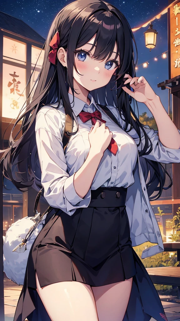 Anime girl holding a New Year's heart-shaped box'Greeting Message (8K, RAW Photos, Highest quality, masterpiece: 1.2), High-quality RAW color photos, Professional photography, Cinematic Light, alone, (((young woman, Gal))), ((White shirt, Red tie)), (Beautiful and beautiful eyes, Beautiful lip detail), (Round eyes), (Small face), (Skin with attention to detail: 1.2), clavicle, Cute face, Beautiful Face, Long eyelashes, (Black Hair, short hair), Highly detailed eye drawing, ((Highly detailed face)), (Slim figure:1.2), Highly detailed faceと肌の質感, double eyelid, Upward glance, (Romantic atmosphere、Bright colors), colorful, beautiful girl, smile, Long Hair, Happy expression, ((Holding a heart-shaped gift box in both hands、I will pass it on.:1.9, Valentine's day package, please stretch your arms)), (Red and brown pop Valentine's day background), Hidden Love, Heartwarming, Soft lighting, blush, Excited, Romantic atmosphere, now, Expressions of joy, Bright colors,