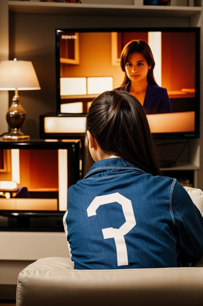 Girl watching television with the number 10 and the name Diana on her back