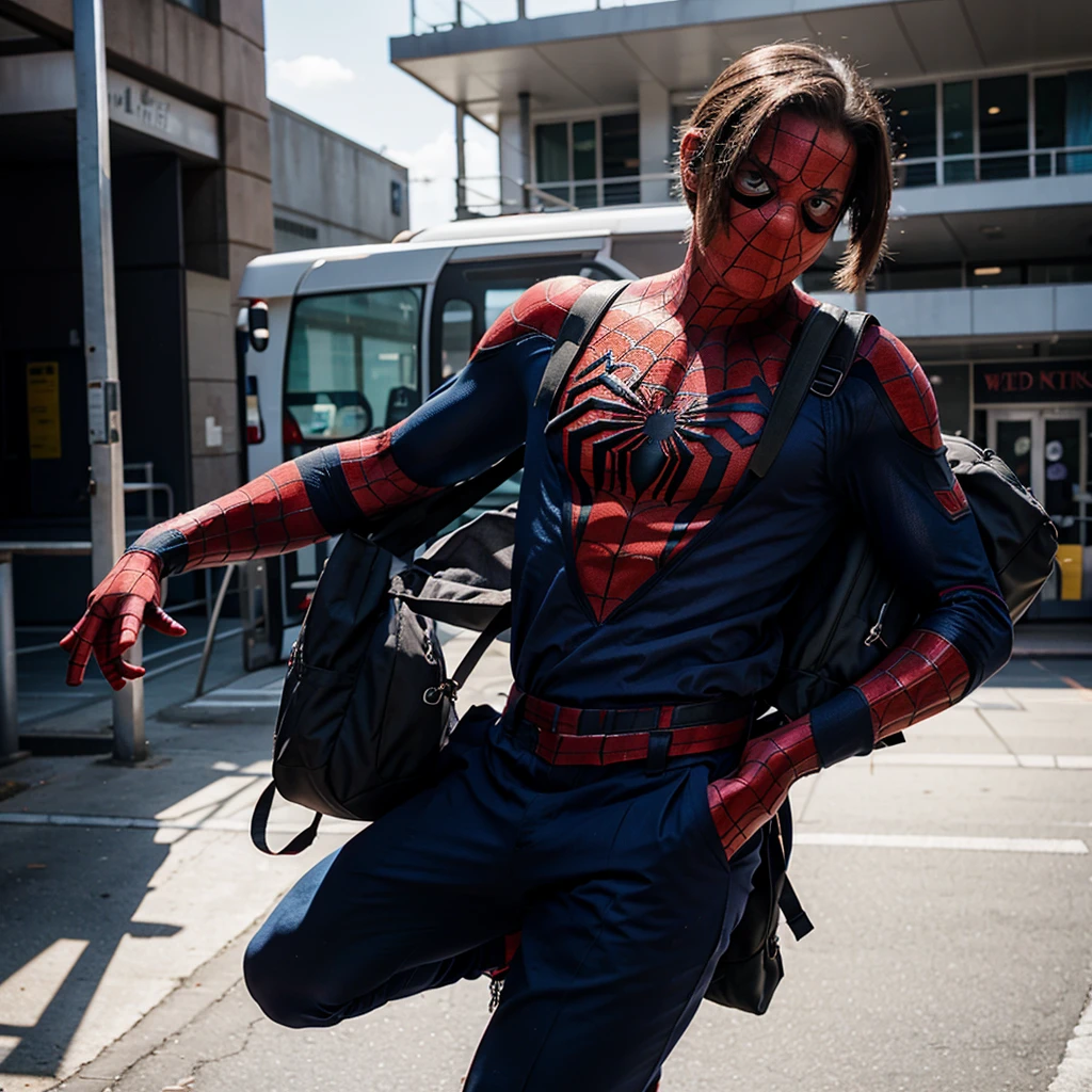 Spiderman going to school
