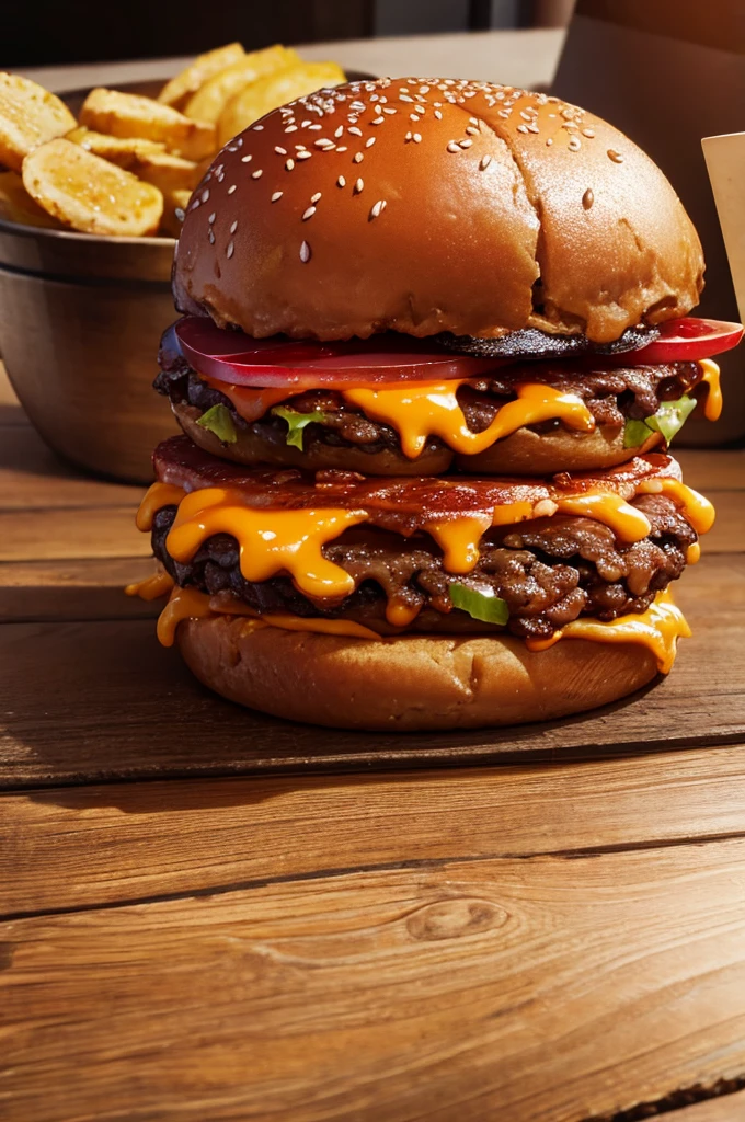 Juicy, crumbling burger, delicious, hot, promotional photo, Intricate details, High resolution, Cinematic, Adobe Lightroom, Very detailed