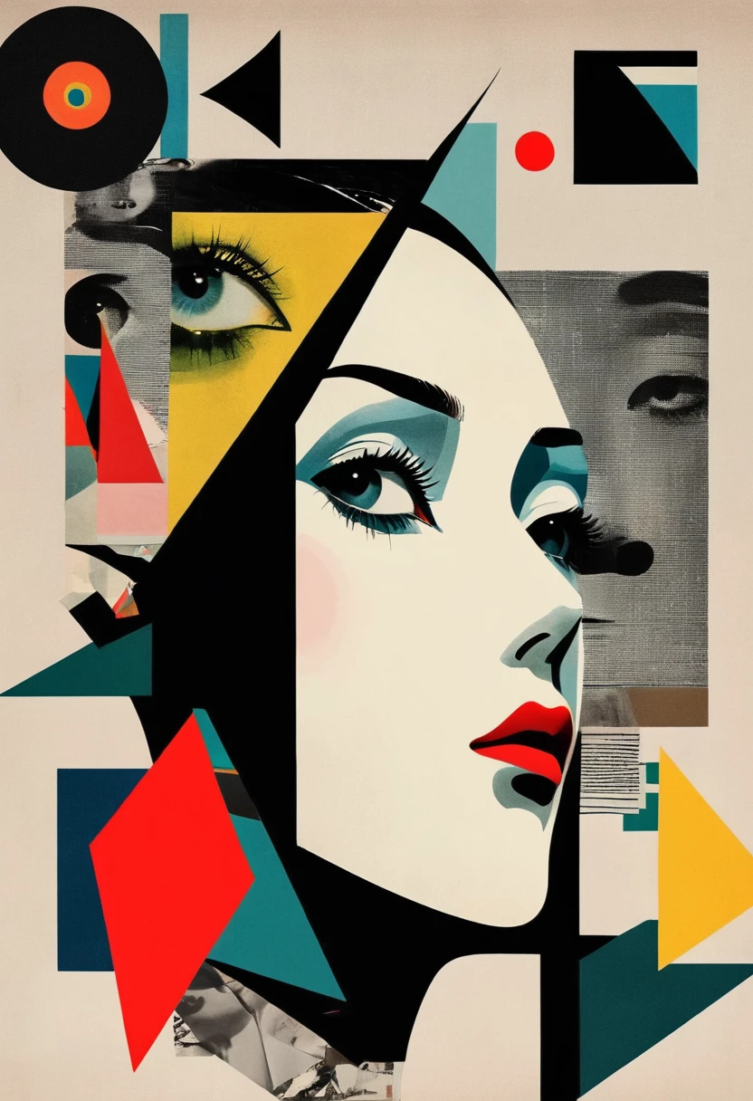 Montage Art Creation。Minimalism，abstract，Modernist Dada Collage，Portraits and Geometry
