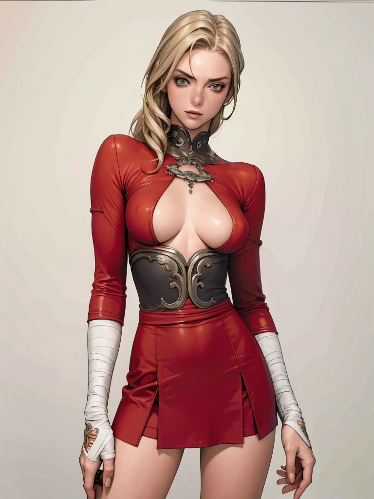 (((Annie Lennox))), ((( red dress ))), (((bandaged arms))), ((high collar)), (((Redhead or blonde))), (((micro skirt with vertical seams))), (((best qualityer: 1.4))), (Unbeatable masterpiece), (hiper HD),(CG 8k hyper-realistic), (((brave face))), (((breasts big))), (((hyper feminine))), sexly girl, Thor,(curly hair)), ((( sculptural body ))), (((1 Kizi))), Kizi cibernética de 25 anos com perfectbody,,Beautiful and well-groomed face,muscular body:1.2,solid color detailed jacket, (Head to thigh photos), Complex equipment, green dark,long pants,Tight clothes are dark,With white stars and off-white stripes,,,,,Armor Metal Electronic Parts) INFO, Kizi, (((standing alone))), pirralha violent, (((14歳))), sexly, pose de atitude, work of art, post-apocalypse, (((manga style))), bounty hunter, violent, Manic, the way you want, slenderbody, thin but strong, perfectbody, roupa moderna, advanced technology, neon, sleeves with vertical striped pattern, neutral background, (( cowboy shot )). intricate visual