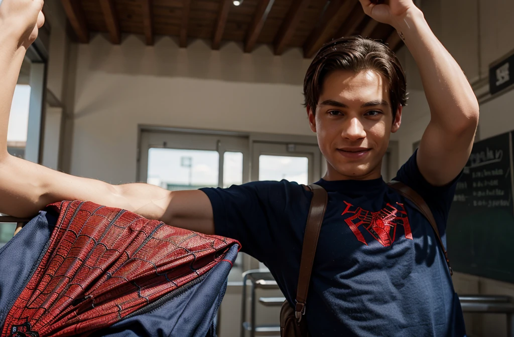 Spiderman going to school