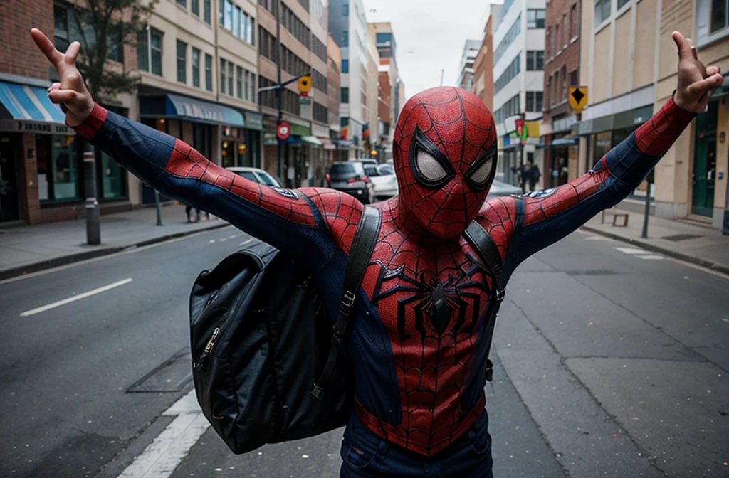 Spiderman going to school