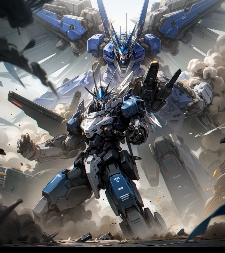 (Multiple mechs are fighting)、during war、Wounded