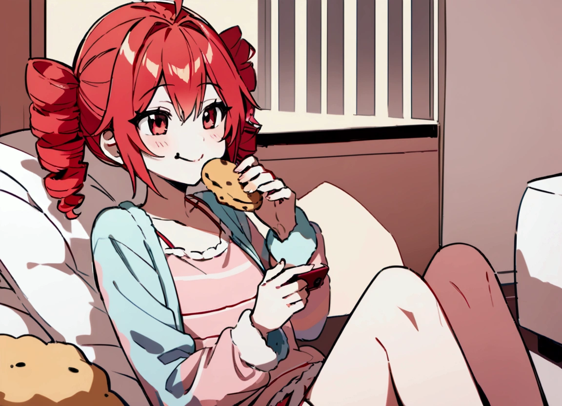 (best quality), (HD),high quality, best quality, masterpiece, ayumu uehara, 1girl, Anime-style color grading, bushiroad studio coloring style, yellow eyes, medium hair, (down hair), smilling,solo, looking at viewer,((casual tshirt)), thighs, off shoulder, ((sitdown in bed))