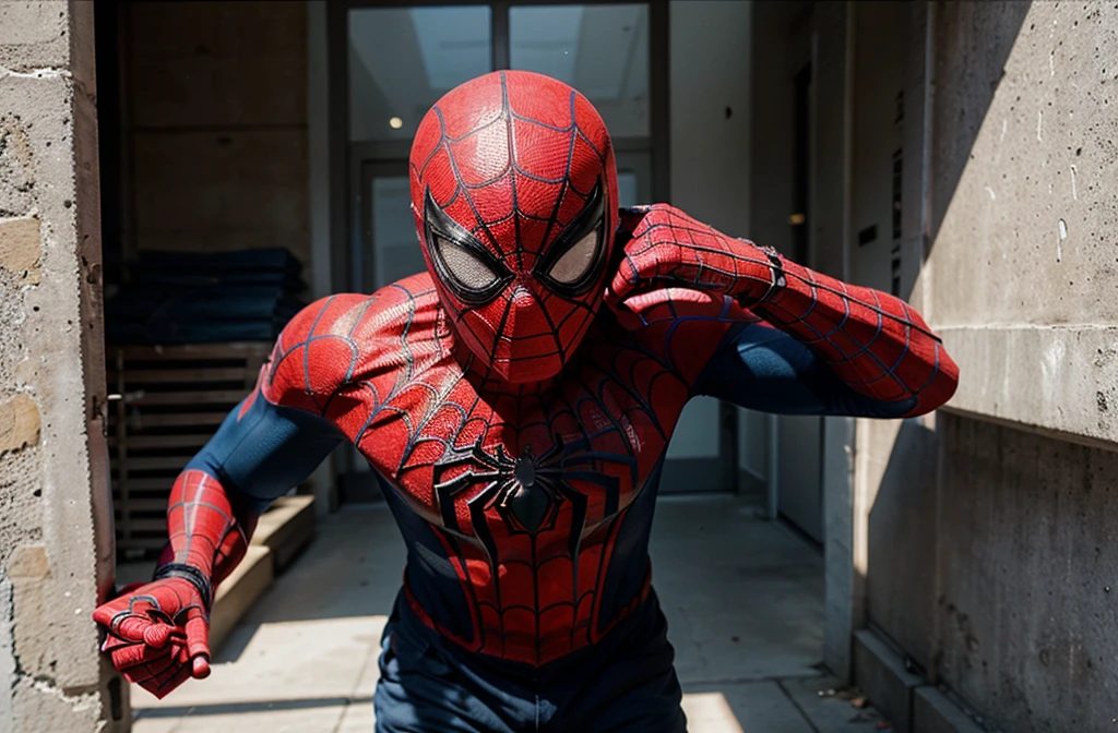 Spiderman coming back from school