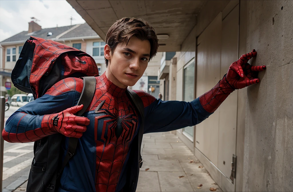 Spiderman coming back from school