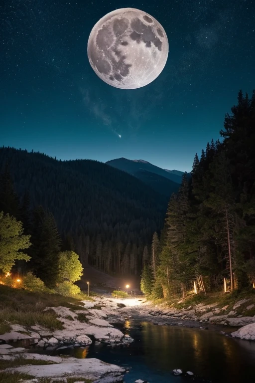 

**theme**: Capricorn Full Moon

**keyword**:
- Full moon - Capricorn - Effort - Lifestyle - Melody - Sound - Relationship - Resonating

**explanation**:
Capricorn Full Moonが夜空に輝く情景を中心に、Draw a world that reflects the efforts and lifestyle you have cherished.。The light of the full moon quietly reaches the mountain々Illuminate、Please express the way melodies and sounds resonate on the wind.。The overall image should be calm yet powerful.。
