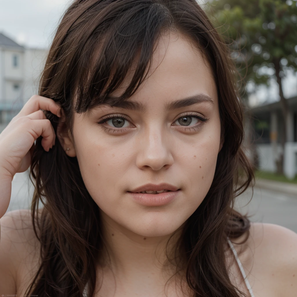 (in 8k, Photo brute, best quality, masterpiece:1.2), fille , 20 ans, visage, a beauty, Asian and European mix, caramel layered hair color, Longhaire, (wavy hair), aspect jeune, très jolie visage, very sexy, visage de mannequin, Very attractive, sexual, regarder le spectateur, blazers, aspect professionnel, (La plus haute qualité, 16K, masterpiece: 1.3), Biologically correct human, reference, detailed faces, Detailed lips, detailed eyes, yeux scintillants, realistic students, Pupilles claires, Outside, emplacement, elegance, light on the face, lumière d'ambiance, backlight, summer, cinematic aspect, profondeurs de champ profondes, blurred background