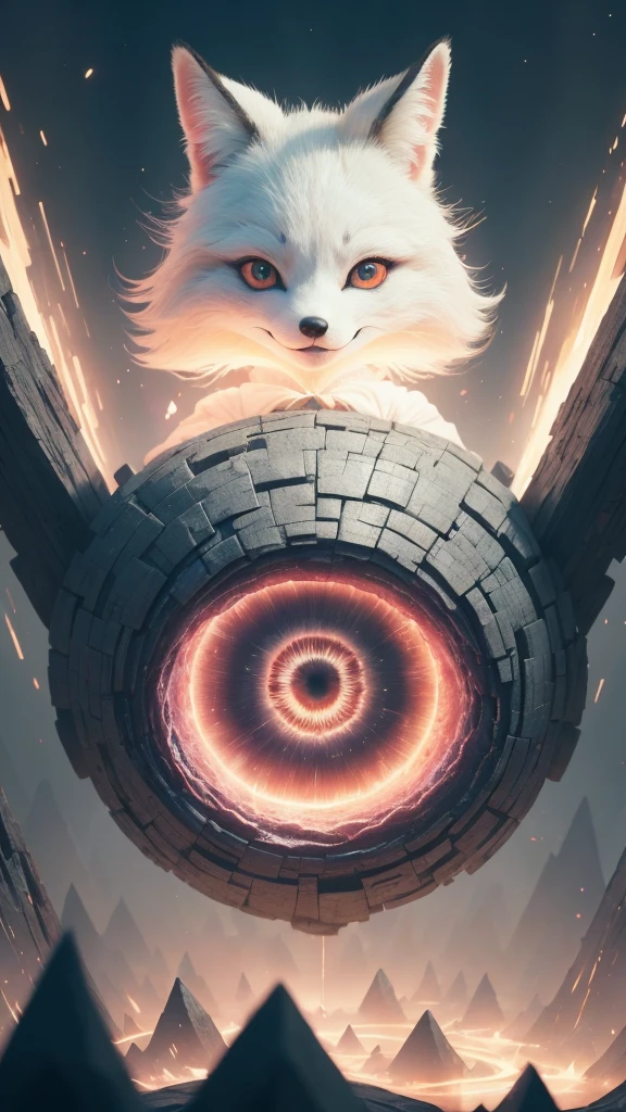 1girl,Solo, Happy smiling official art, Unity 8k wallpaper, Ultra detailed, Beautiful and aesthetic, Beautiful, Masterpiece, Best quality, Kitsune witch, kitsune mask, Pink and white haori jacket, Foxfire spell, The fox is familiar, Transformation,Depth of field,