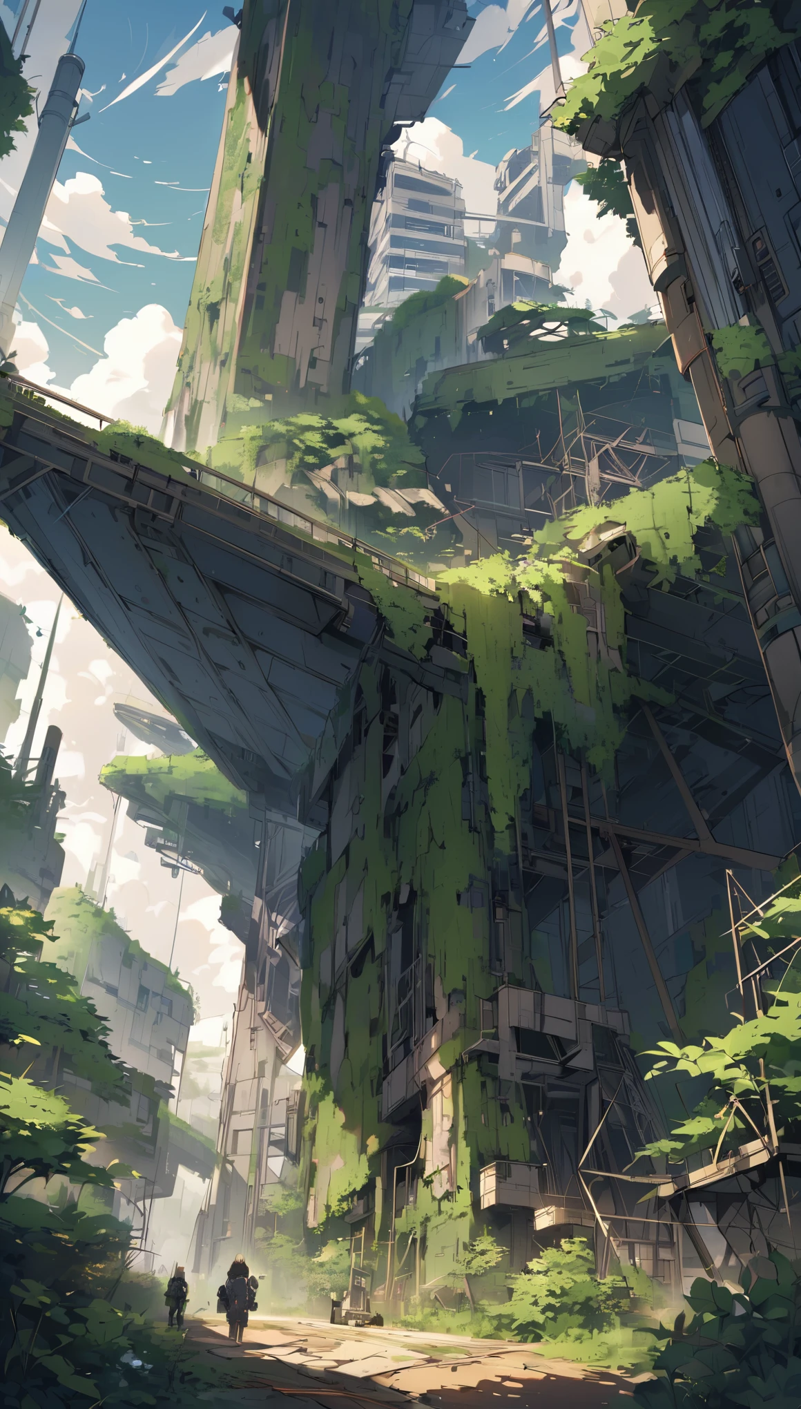 Rocket launch site 1000 years after human extinction、Covered in greenery