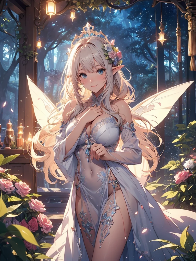 最high quality、1 woman elf on screen 、sexly, Beautifully decorated bra、Panties、Beautiful foam、、CourtyardShining fairy wings、Flower fractal art Beautiful Nature((beautiful night)) ((starry night)) 、Bigger on the screen((cowboy shot )) (up shot) 、((seethroughbodystocking, )),Beautiful radiance,High-definition depiction, Realistic, 8K, Unity, beautiful Shot, light smile, Beautifully and vividly drawn, , Beautiful, beautiful, clear skin、sexly,beautiful underwear,Countless rays of light pouring down, Swirling Light, Raise one arm above your head, Intense light is emitted from the magic circle in front of the girl. forest、Lots of leaves、green leaves、flower、Particles of light、 night、Magic 、Fairy tale、
Romanticism,Cowboy Shot: The most beautiful form of chaos, Mr..々colour, Intertwined flowers, Particle,magical gentle light,smile,sexly,image quality、masterpiece、Beautiful Face、Super beautiful elf woman((Big breasted 22 year old office lady、Bust 100,Beautiful long ironed hair 、bionde hair,height: 165cm。、sexly、ANDsbian、、high quality、、Visual art、Written boundary depth、universe、Happy smile、、elegant、ticker beautiful decorative、、beautiful tiara、Beautiful bed、Beautiful Landscape、A kind smile、wonderful、Fluttering petals、Dance happily、、Cultivate fantasy、、Mystery light Lots of flowers、、art、forest, art,mystery,Ultra-high resolution,atmosphere A colorful and dreamy anime-style illustration of a young girl with beautiful hair,Beautiful Forest. surrounded by a kaleidoscope of colors and glowing lights. The background is filled with whimsical details and a magical atmosphere. --ar 3:4 --style raw --stylize 600 --niji 6、Throne Beautiful エロnsfw