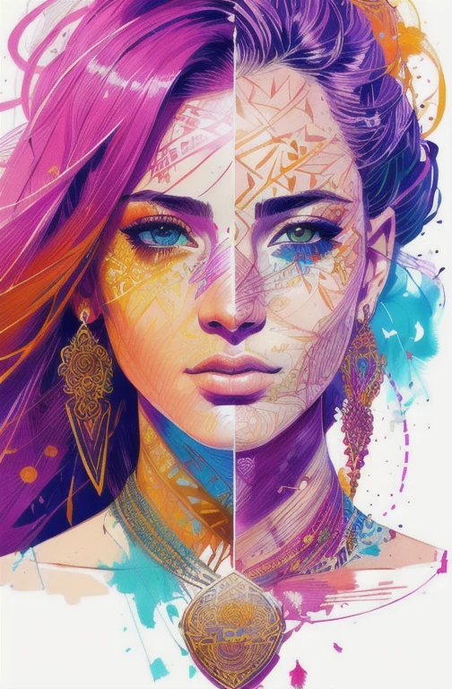 strong warrior princess, centred, chave visual, intricate, highy detailed, breathtaking beauty, precise lineart, Vibrant, comprehensive cinematic, Carne Griffiths, Conrado Roset, (the most beautiful portrait in the world:1.5)