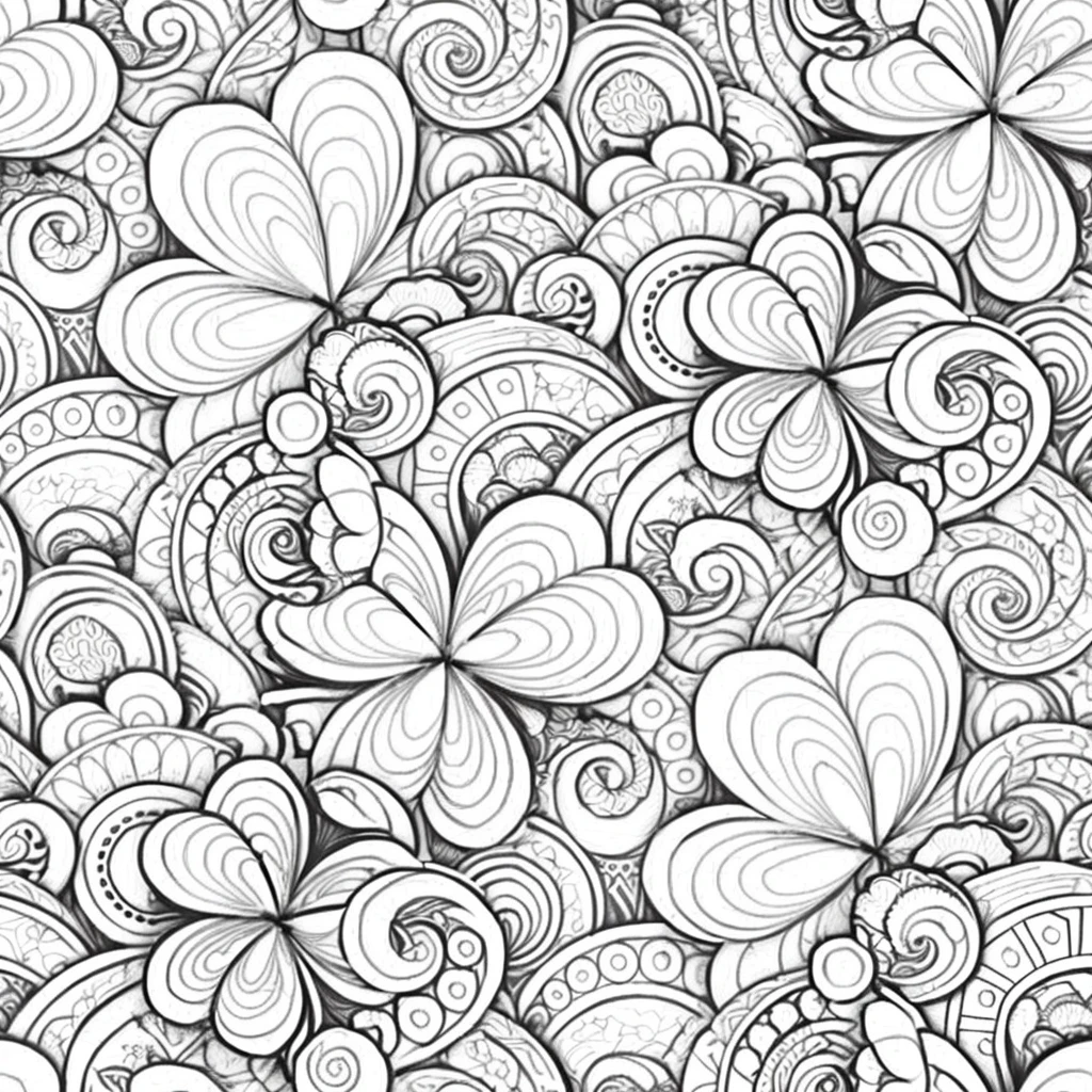 Create variations, black and white drawing of many flowers, black and white coloring, detailed patterned background, pattern art, dense lines, Coloring book sketch, ornate pattern, smooth organic pattern, intricate flower designs, Coloring book style, sketch black and white colors, black and white line art, background chaotic flowers, Art Nouveau 3D curves and swirls