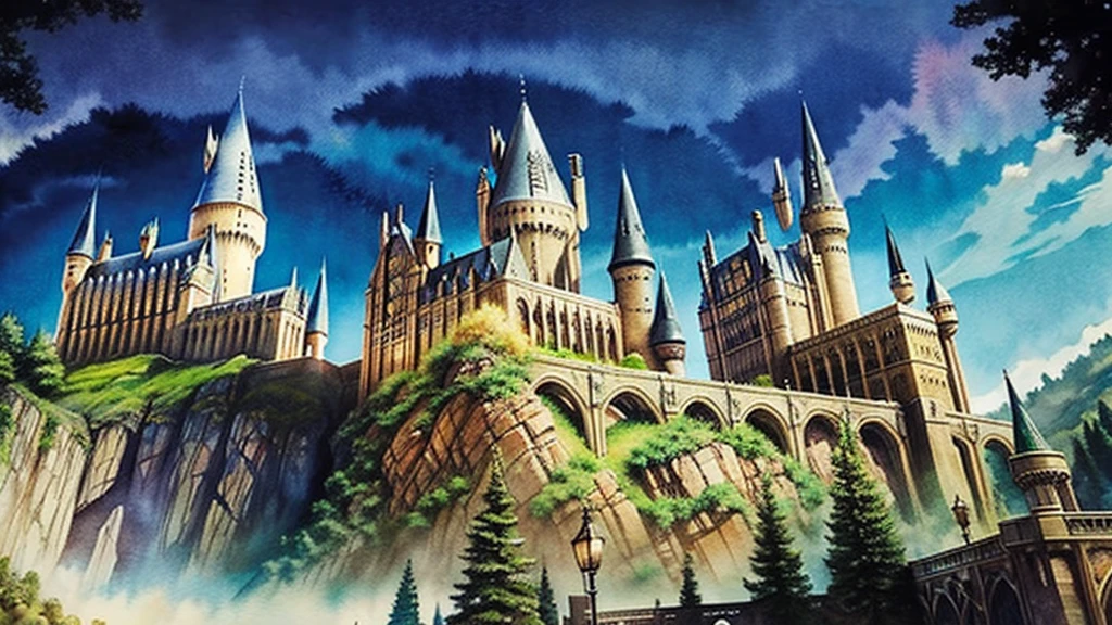 A warm, realistic watercolor painting,Hogwarts Castle,beautiful,bright,morning焼け,morning,Fantasy,Fantasy,nostalgic,Reminiscing on the greatness of the Harry Potter films,nostalgic
《Harry Potter Movie World》
hogwarts legacy