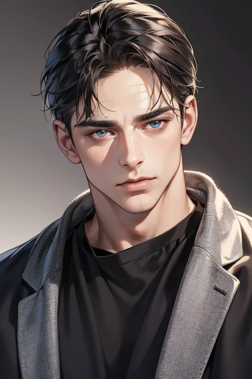 (Best quality,4K,8K,a high resolution,masterpiece:1.2),ultra detailed,(realistic,photorealistic,photo-realistic:1.37),39 year old man,Beautiful anime,portraits,strong,masculine,dark hair,Sharp jawline,Mesmerizing eyes,Perfectly styled hair,confident expression,bright colors,dynamic lighting,Brown eyes,(Black T-shirt),(dark skin),((mature man, man 40 years old)), (square jaw)