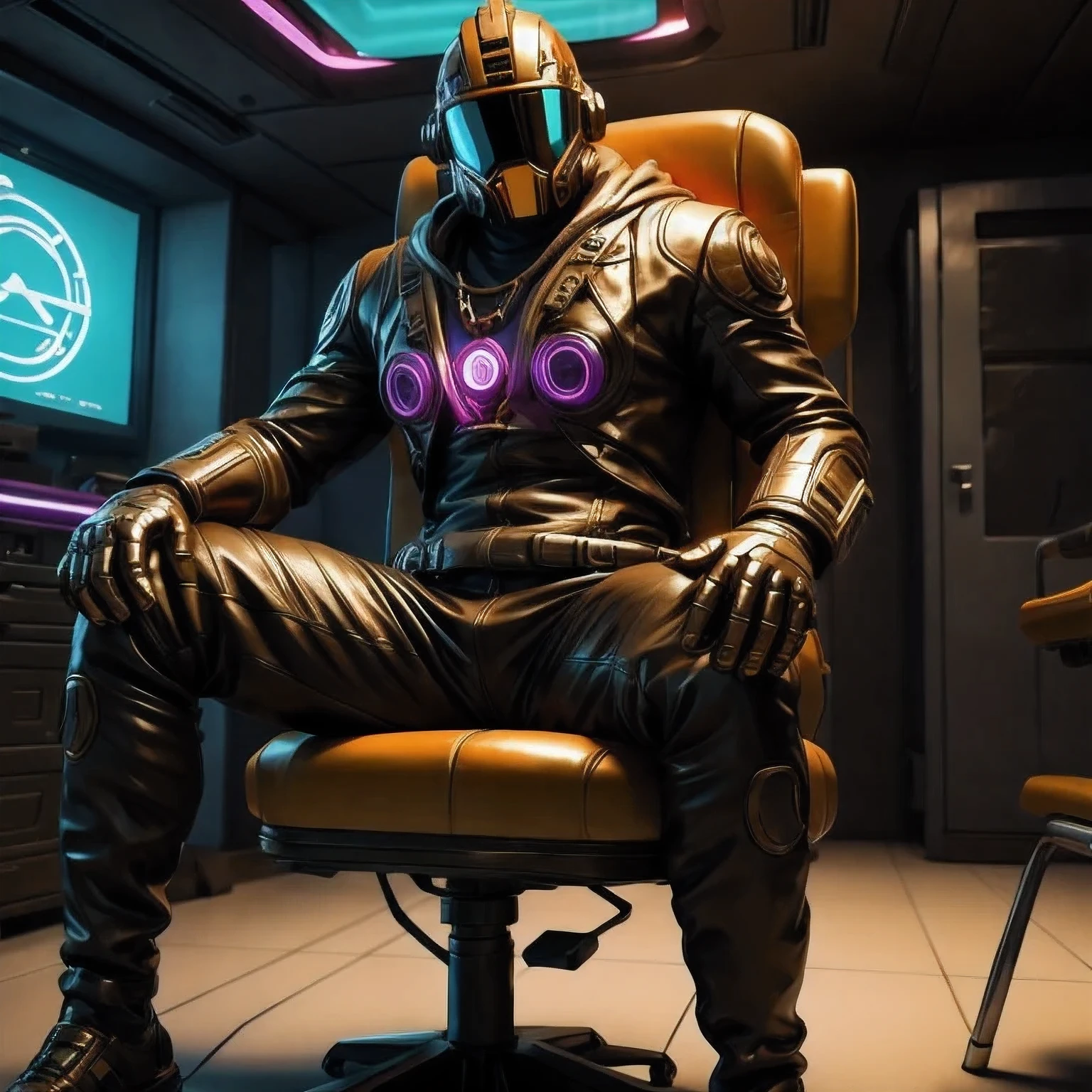 a 15 old in a bikini top and shorts sitting on a chair, 3 d neon art of a cyberpunk frog, scifi character render, 3 d render stylized, 3 d render beeple, stylized 3d render, style of starfinder, scifi character, rolands zilvinskis 3d render art, rendered in redshift, colored zbrush render