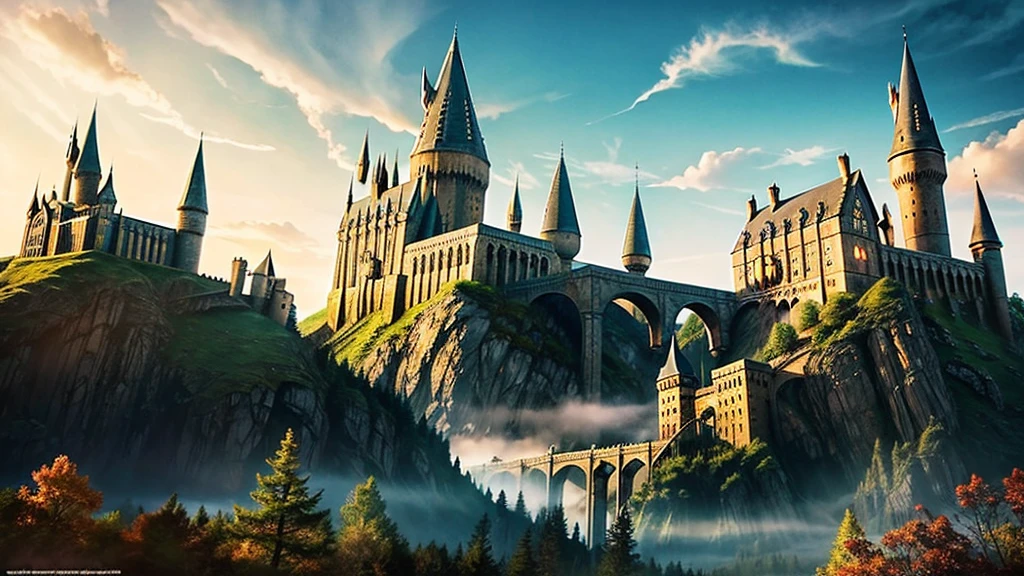 Warm, realistic illustrations,Hogwarts Castle,beautiful,bright,morning焼け,morning,Fantasy,Fantasy,nostalgic,haze,nostalgic
《Harry Potter Movie World》