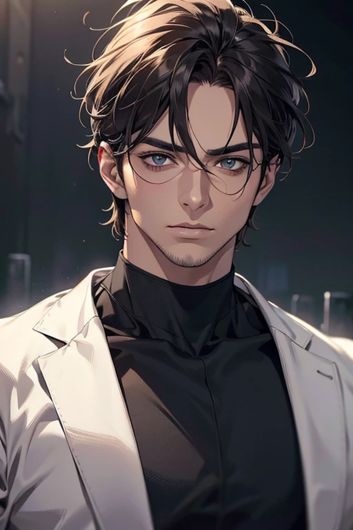 (Best quality,4K,8K,a high resolution,masterpiece:1.2),ultra detailed,(realistic,photorealistic,photo-realistic:1.37),39 year old man,Beautiful anime,portraits,strong,masculine,dark hair,Sharp jawline,Mesmerizing eyes,Perfectly styled hair,confident expression,bright colors,dynamic lighting,Brown eyes,(Black T-shirt),(dark skin),((mature man, man 40 years old)), (square jaw)
