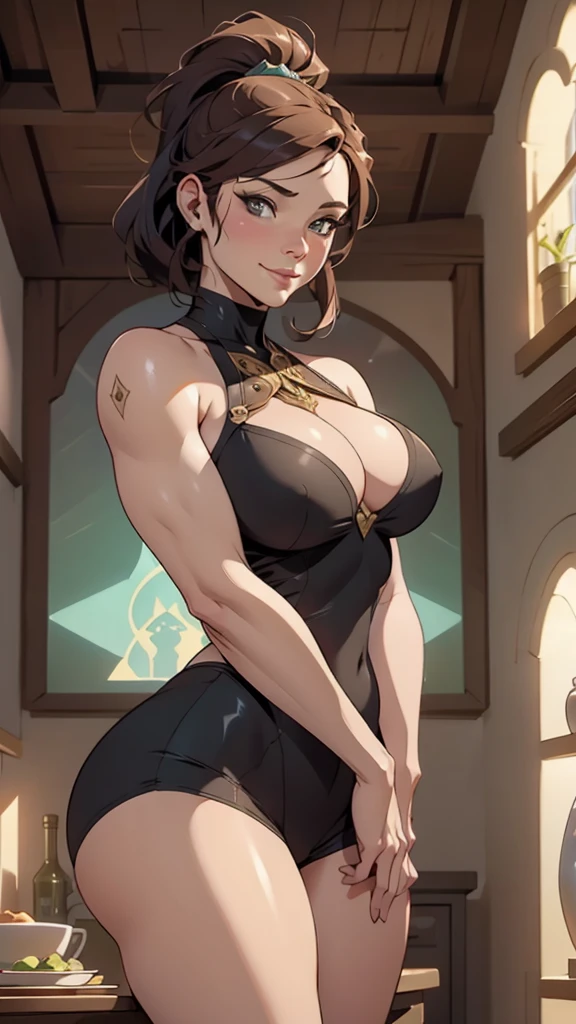 mdjrny-v4 style portrait of a female leprechaun, voluptuous, gorgeous detailed face, mischievous smirk, ample hips, insanely detailed accentuated big booty, mature, great aesthetics, perfect anatomy, well proportioned body, intricate, elegant, highly detailed, digital painting, artstation, concept art, smooth, sharp focus, illustration, art by artgerm and Greg Rutkowski and alphonse mucha, 8k, High-quality, insanely detailed,