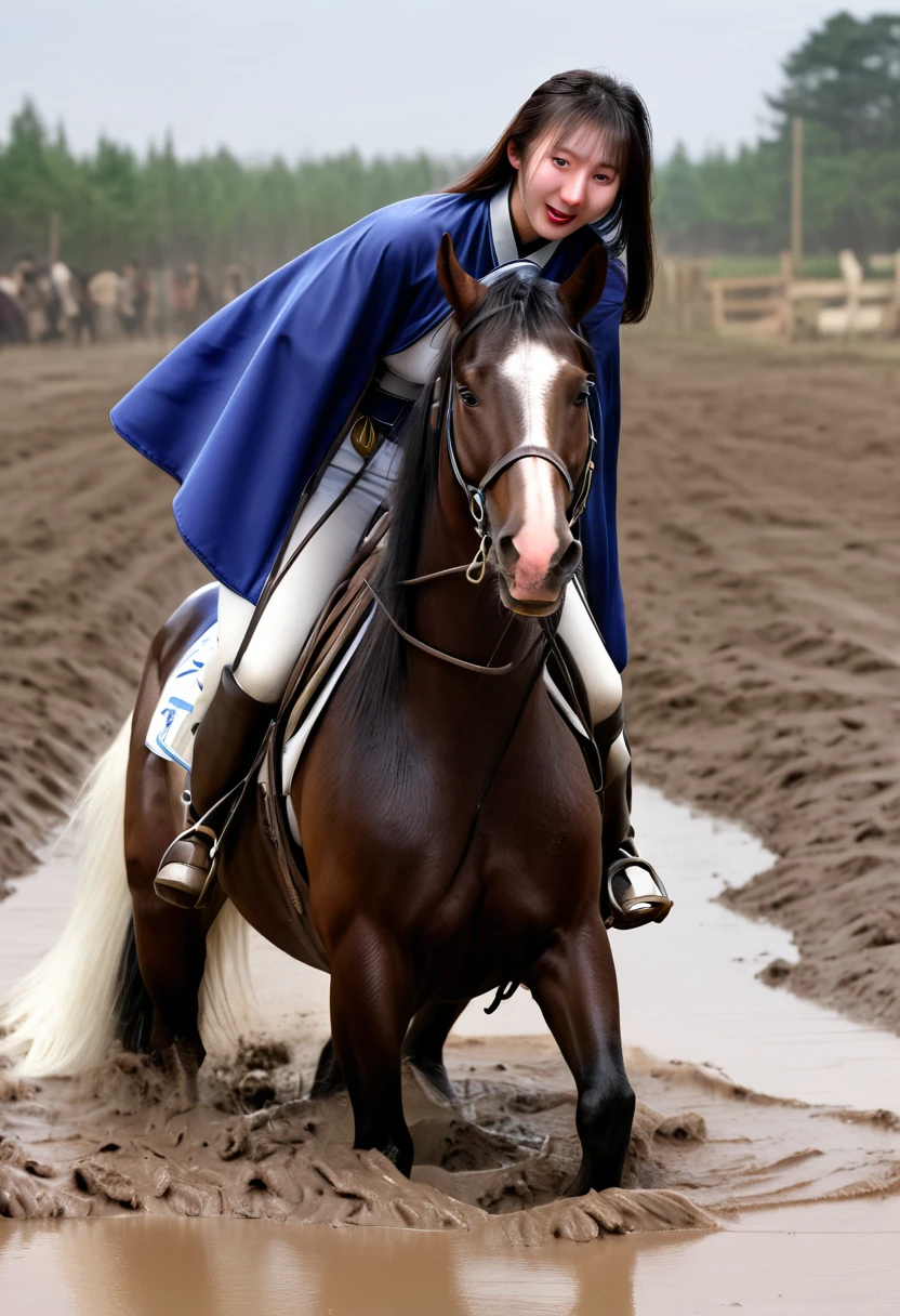 Down the muddy pit,Neighing Horse,(((masterpiece))),(((Highest quality))),((Tabletop:1.4, Highest quality)), (Genuineな写真:1.4), Blue Haori,get caught in a net,Severe,Wearing a cape,cute,
((1 muddy girl knight)),Rodeo,Desperate,don&#39;t make eye contact,Round face,Surprised face,panic,tragedy,
(超High resolution:1.2), wonderful, Very detailed CG Unity 8k wallpaper, Very detailed, High resolution,draft horse ridden by japanese cute girl is in heart,tight,Muddy place,beauty,The horse neighs,鎧を着たtragedyの女騎士,sink,In the mud,
Cold Light, Beautiful detailed girl, Droopy eyes,Very detailedな目と顔, Beautiful and exquisite nose, Beautiful and exquisite, The prancing horse on which the girl was riding、Horse and girl stuck in deep muddy pit。:10.0 , Horse falls ,He looks distressed ,Surprised face:2.0,Genuine,Anatomically correct