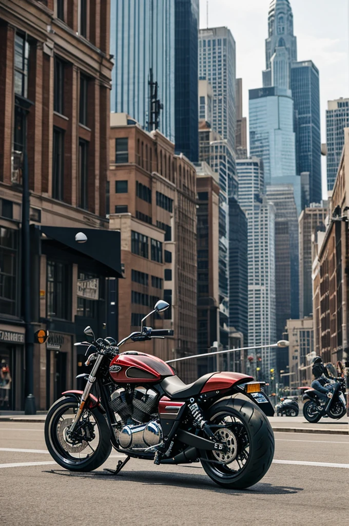 Sports motorcycles in a city background