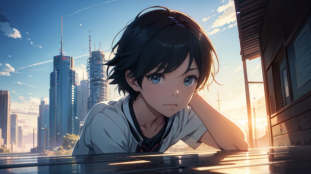 Created exquisite illustrations reminiscent of Makoto Shinkai's style, 非常に細かいディテールとHighest qualityを備えています. Cityscape at dusk,I will create high quality illustrations of two beautiful adult women.。. The overall composition should evoke a sense of nostalgia and fantasy., Intricate details that capture the essence of a moment. Notice elements like the warm glow of the setting sun casting long shadows over the city, And the calm expressions of the two women looking at the view. The beauty of the sunset and the woman's serene contemplation come together in harmony.、Striving for a finely crafted work of art, Create a nostalgic and dreamy atmosphere. Highest quality, masterpiece