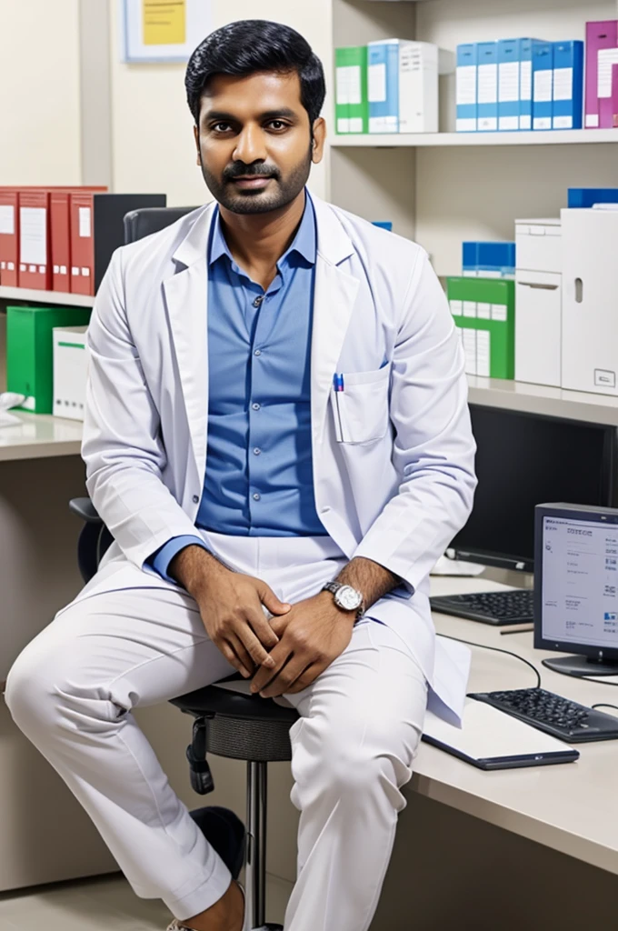 A man sit in office pharmacist Raja name
