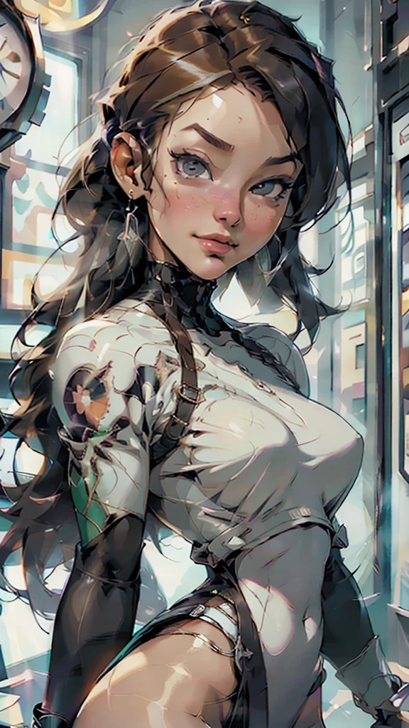 mdjrny-v4 style portrait of a female leprechaun, voluptuous, gorgeous detailed face, mischievous smirk, ample hips, insanely detailed accentuated big booty, mature, great aesthetics, perfect anatomy, well proportioned body, intricate, elegant, highly detailed, digital painting, artstation, concept art, smooth, sharp focus, illustration, art by artgerm and Greg Rutkowski and alphonse mucha, 8k, High-quality, insanely detailed,