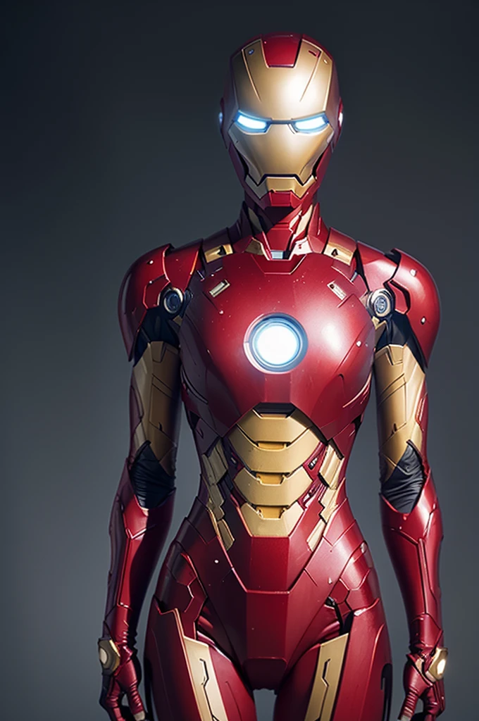 full body, (Best Quality, 8k, Masterpiece:1.3), iron man powered suit, Crisp Focus: 1.2, powered suit, skinny thighs, flat breasts (slender waist:1.2), (Slender Abs:1.2), Wet Body:1.5, Highly Detailed Face and Skin Texture, Detailed Eyes, Double Eyelids,short Hair,