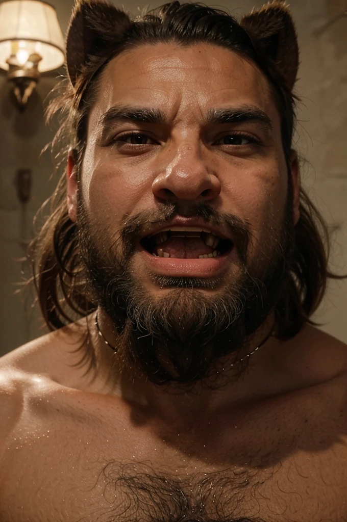 Facial animation shaped like a wild boar. His head is like a camel's head, his chest was like flesh protruding above his back.
There is a collar face between the chest and head , his eyes were split along the surface of his face. His nostrils were open like a cupping kettle, his lips are like the lips of a cow, his fangs come out like the tusks of a wild boar and his beard has as many as seven strands.