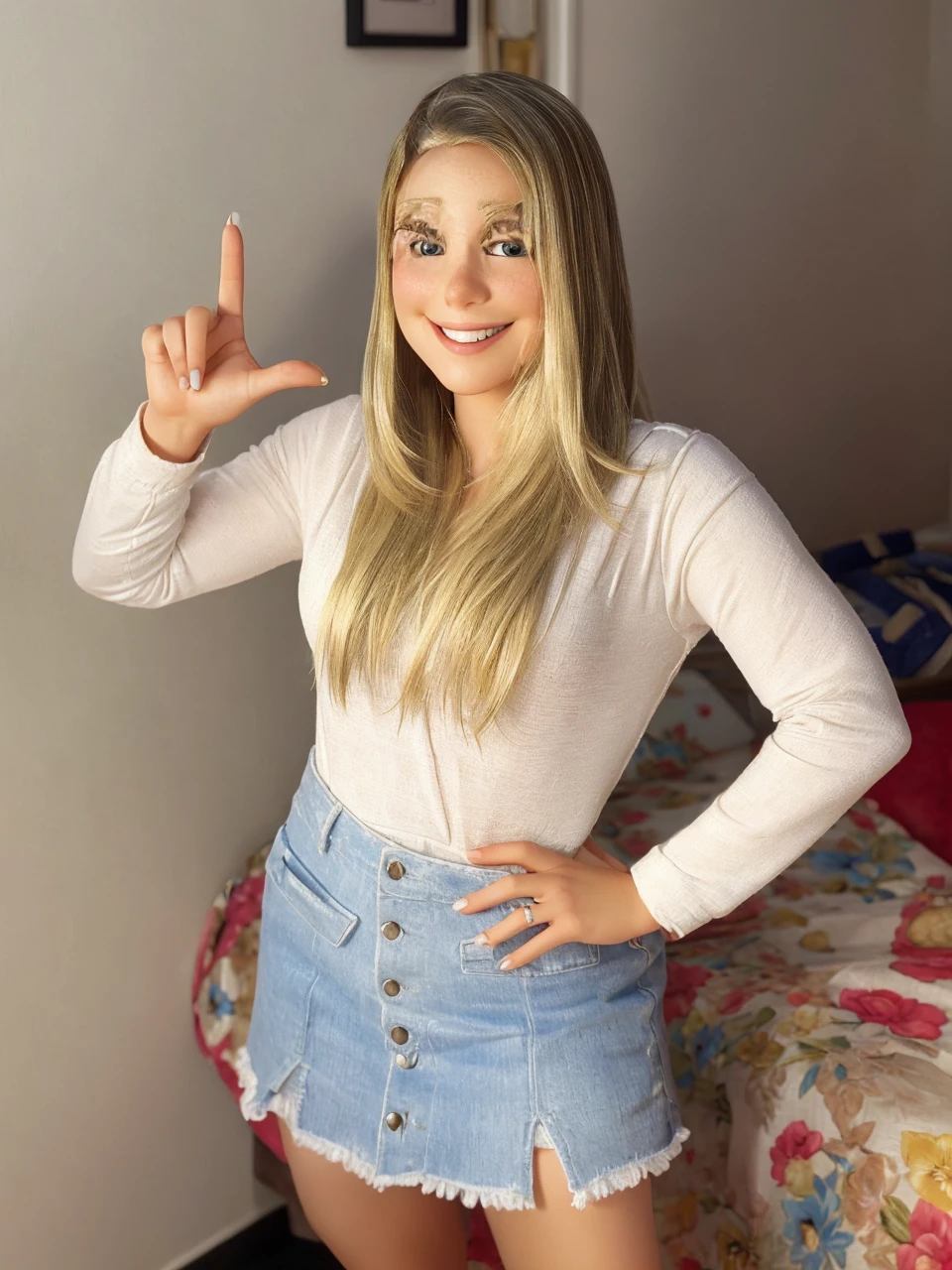 smiling blonde woman 30 years old elegant