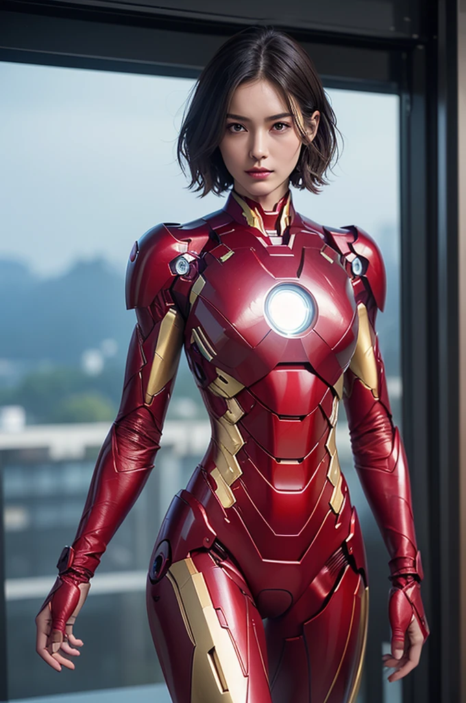 full body, NSFW, (Best Quality, 8k, Masterpiece:1.3), iron man powered suit, breasts revealed, pussy revealed, Crisp Focus: 1.2, powered suit, skinny thighs, flat breasts (slender waist:1.2), (Slender Abs:1.2), Wet Body:1.5, Highly Detailed Face and Skin Texture, Detailed Eyes, Double Eyelids,short Hair,