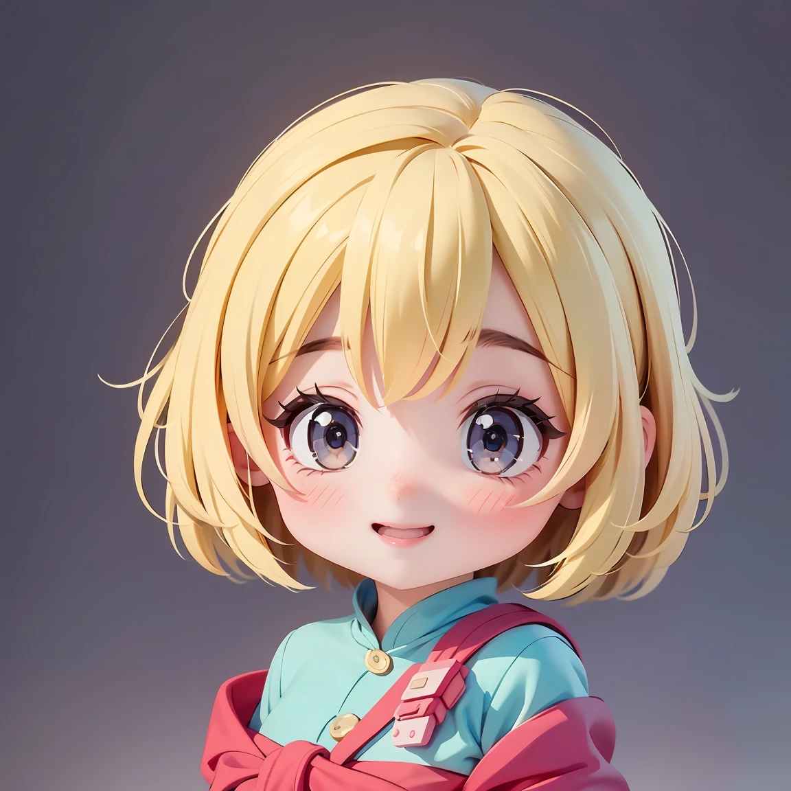  Super Chibi Character：1.8、wearing cute sandals、background：Simple all over、Blonde Hair、Cute 7 year old girl、Random cute outfits、Here you go pose：1.8、Super Happy Smile：1.8