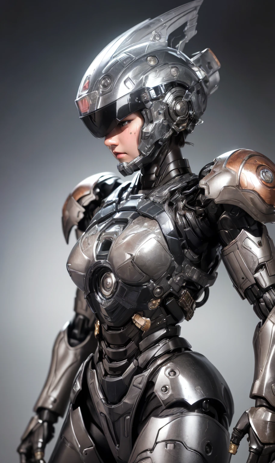Textured skin, Very detailed, Attention to detail, high quality, 最high quality, High resolution, 1080P, hard disk, beautiful,(War Machine),beautifulサイボーグ女性,Black Mecha Cyborg Girl,Fight,Girl with a mechanical body,、Plain junior high school girl　、Sweaty brown eyes、Sweaty face、Expressions of distress　Blushing　cute　Black-haired　((Steam coming from the head)) (Steam coming out of the whole body) Cool pose