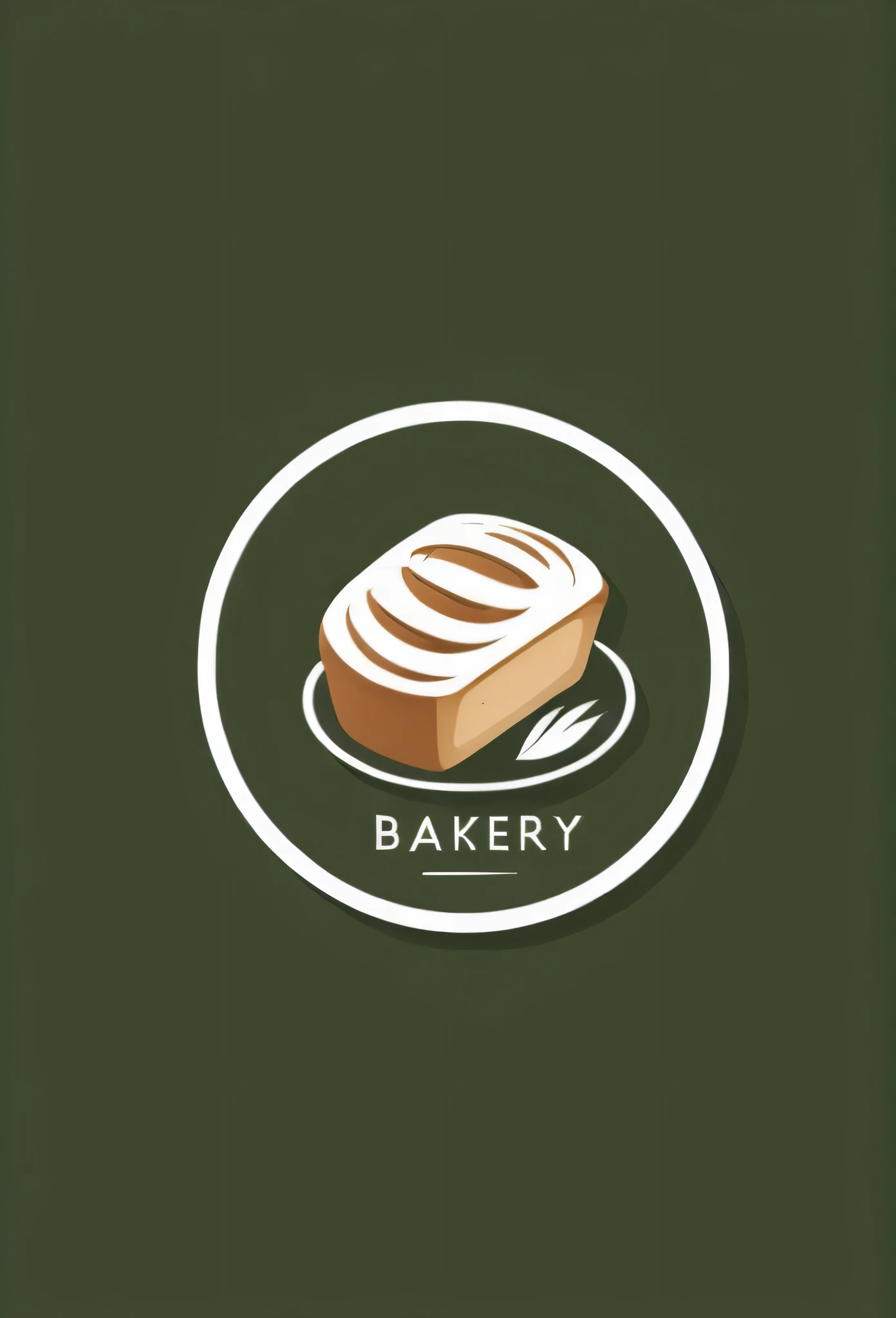stylish bakery logo

circle-shaped logo
A loaf of delicious-looking bread is on the logo
Moss-green leaves are also on the logo

a warm logo
soft brown and white only
SIMPLE LOGO

Pretty cool
chic and modern design

White background