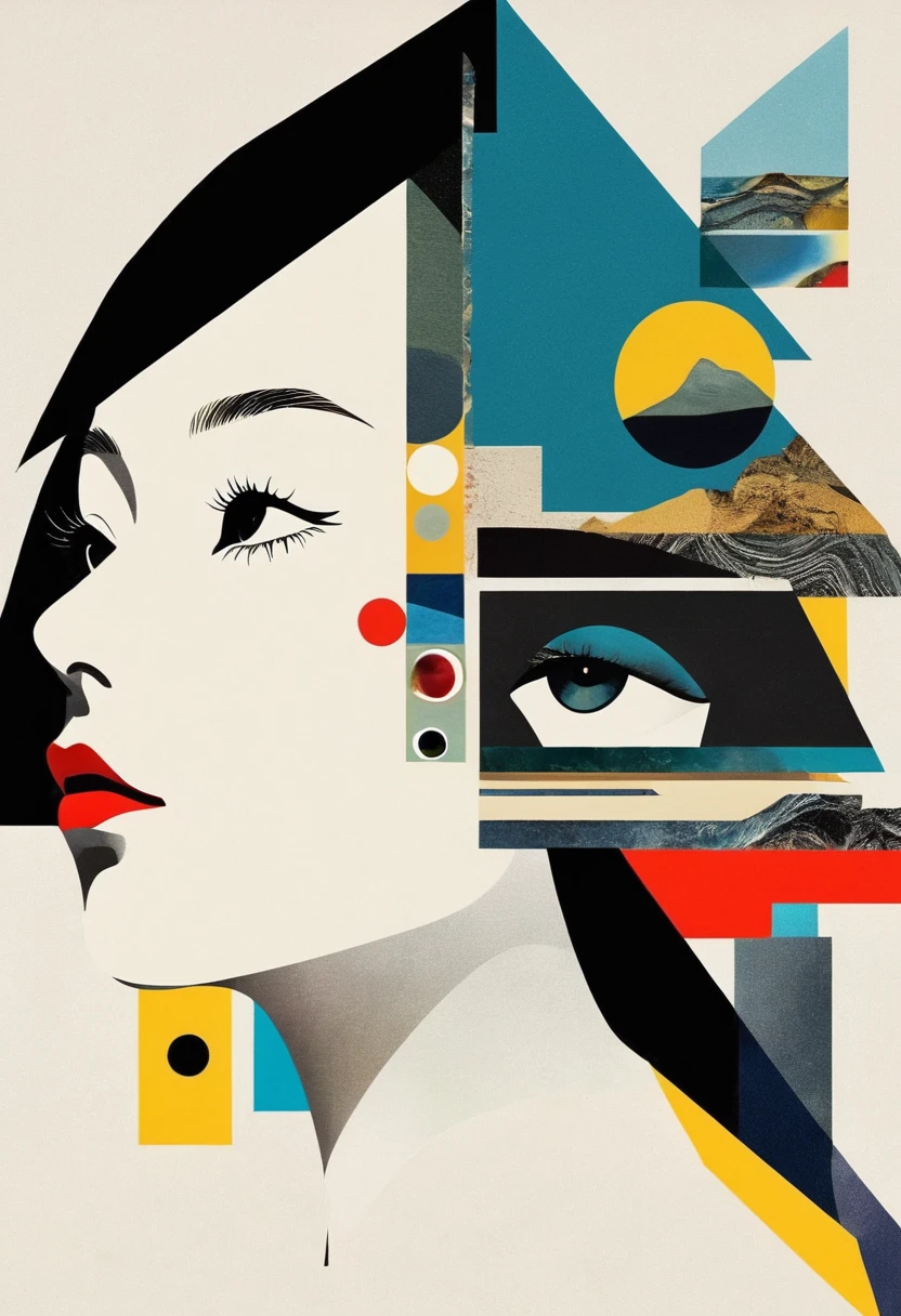 dadaist。Minimalist geometry，multi-layered collage，separate