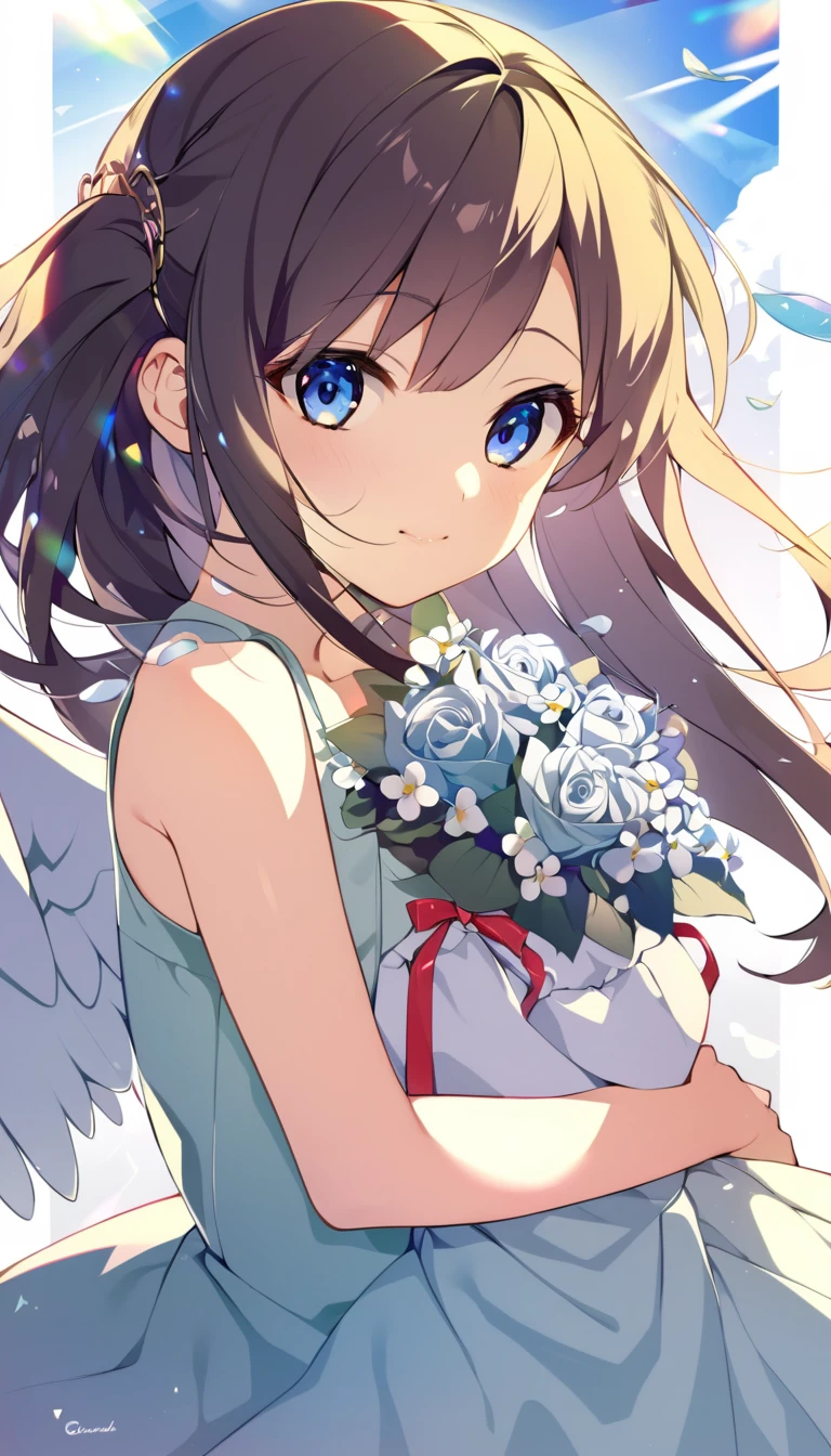 one girl, 13 years old, angel, sacred, cute