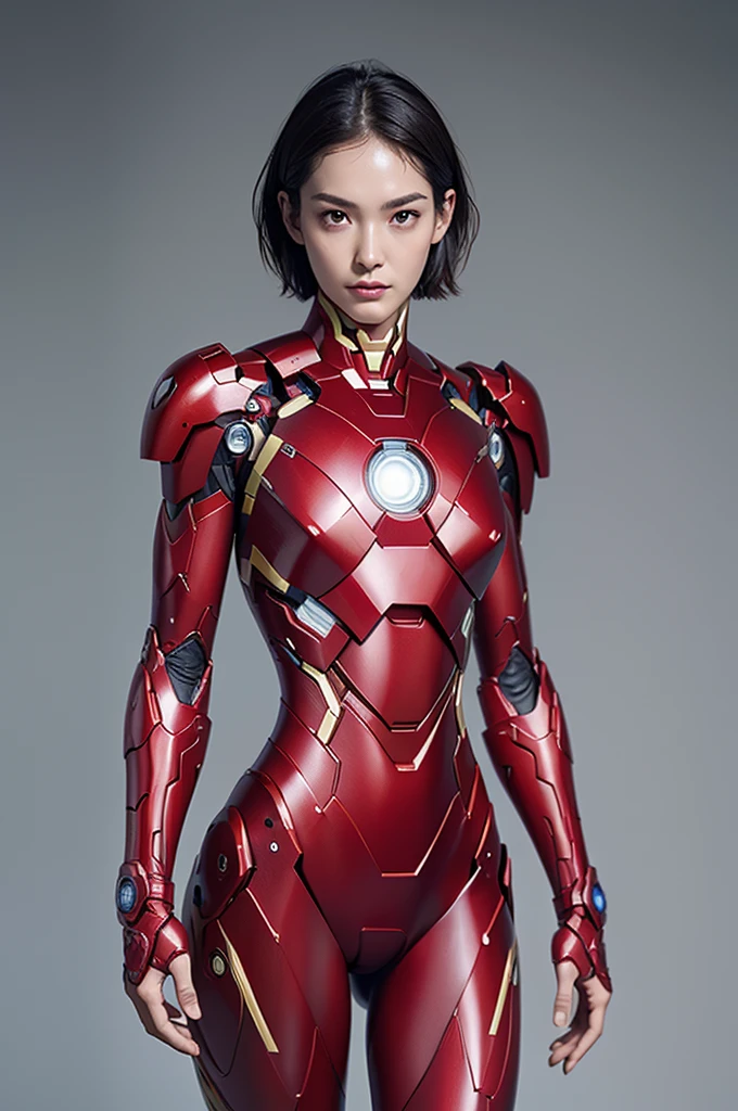 full body, NSFW, (Best Quality, 8k, Masterpiece:1.3), iron man like powered suit, partially naked, Crisp Focus: 1.2, powered suit, skinny thighs, flat breasts (slender waist:1.2), (Slender Abs:1.2), Wet Body:1.5, Highly Detailed Face and Skin Texture, Detailed Eyes, Double Eyelids,short Hair,