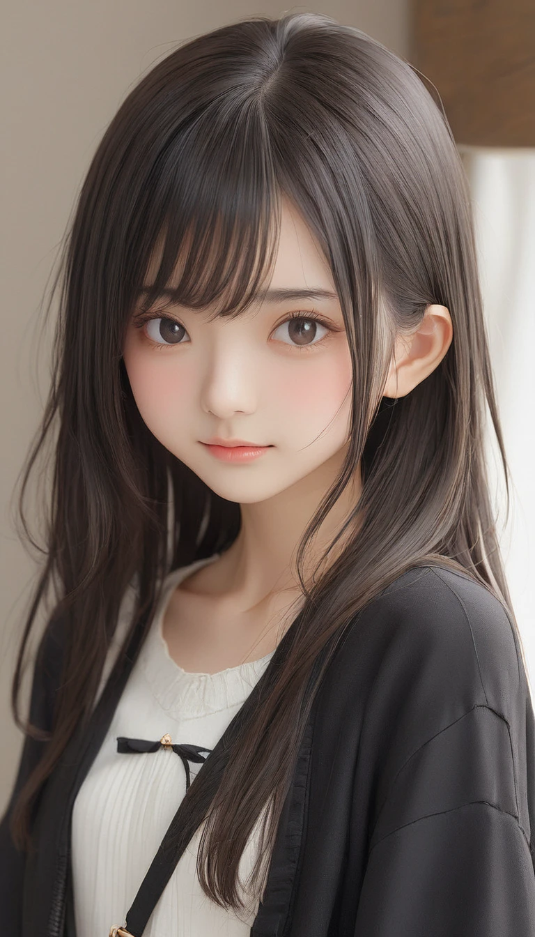 (masterpiece, Highest quality:1.2), One girl, alone,bony body、15 years old、Side lock hair