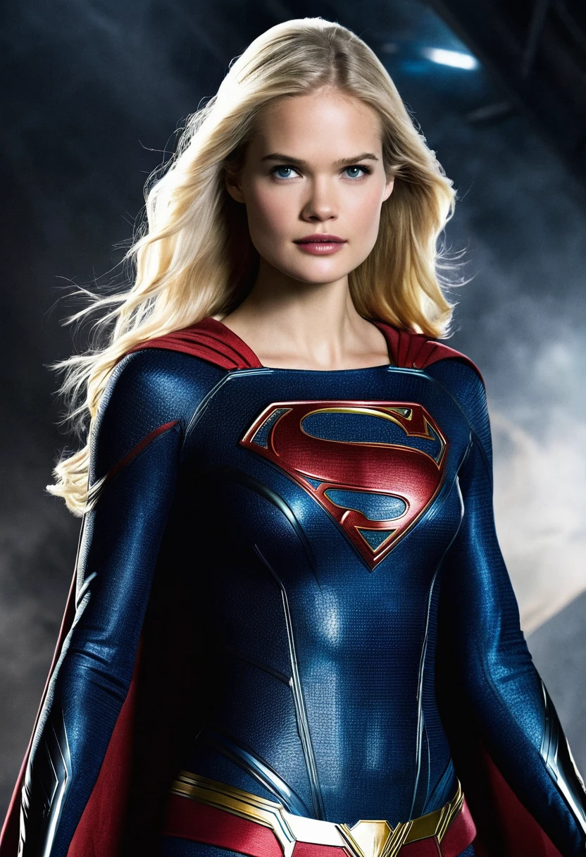 (((Gabriella Wilde under the mantle of the Kryptonian Kara zor-The alias Supergirl Suit Man Of Steel Movie front images color images Splash Front Images Suit Man Of Steel Movie))),(((long blonde hair))),(((Gabriella Wilde Supergirl )))