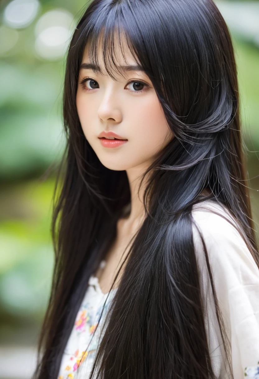 Best quality, japanese young girl, black long hair,