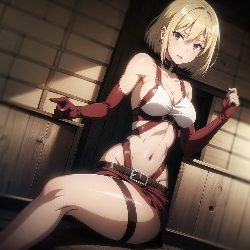 Female character based on the anime attack on titan, sexy, very beautiful