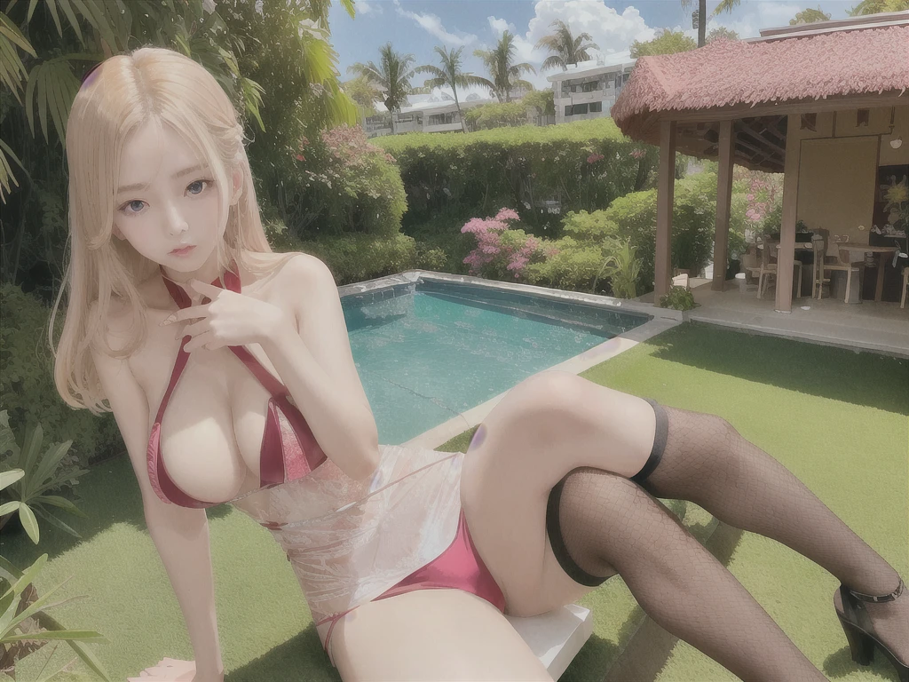 A live photo shoot of a very beautiful Ukrainian high school girl race queen highlighting her large breasts and beautiful legs at the garden restaurant of a five-star resort hotel in Hawaii.、Wearing outfits prepared by top stylists, labia photos are taken、She is an eternal idol who combines a clean look with modern charm.。 She creates such beauty。 She feels her own warmth。 She creates a warm atmosphere。 We create beauty。 That's what I want to say。 In her full body photo、The figure features porcelain-like skin and golden hair that radiates a soft glow.。 This is probably、It captured the essence of her timeless charm.、This is the best shot ever.。 Each straight line and curve is carefully expressed.、Breathtakingly beautiful with impeccable detail。 This piece perfectly captures her timeless beauty.。 Divine Proportions、Sharp focus、Full-body photo taken by Kishin Shinoyama、high quality、High resolution、Detailed Background