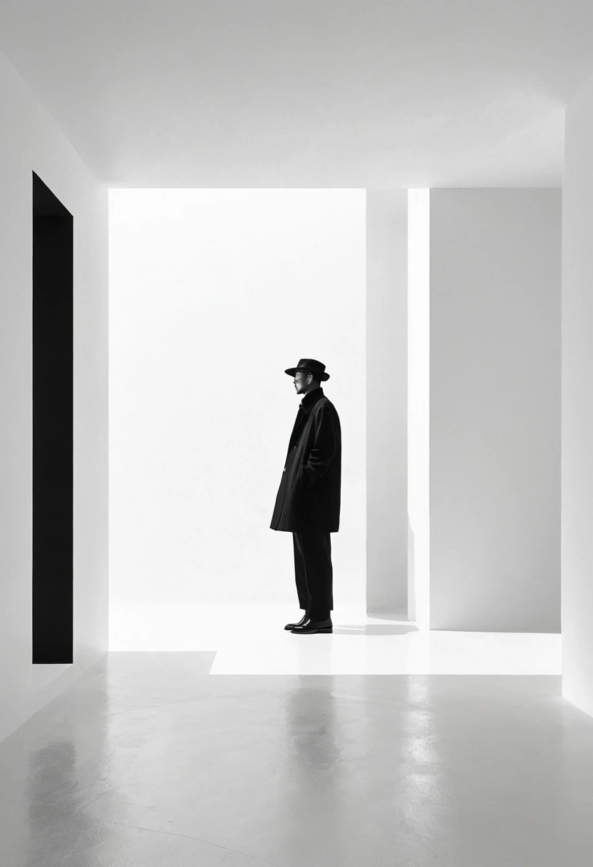 dadaist。Minimalist geometry，Plenty of space，solitary Man